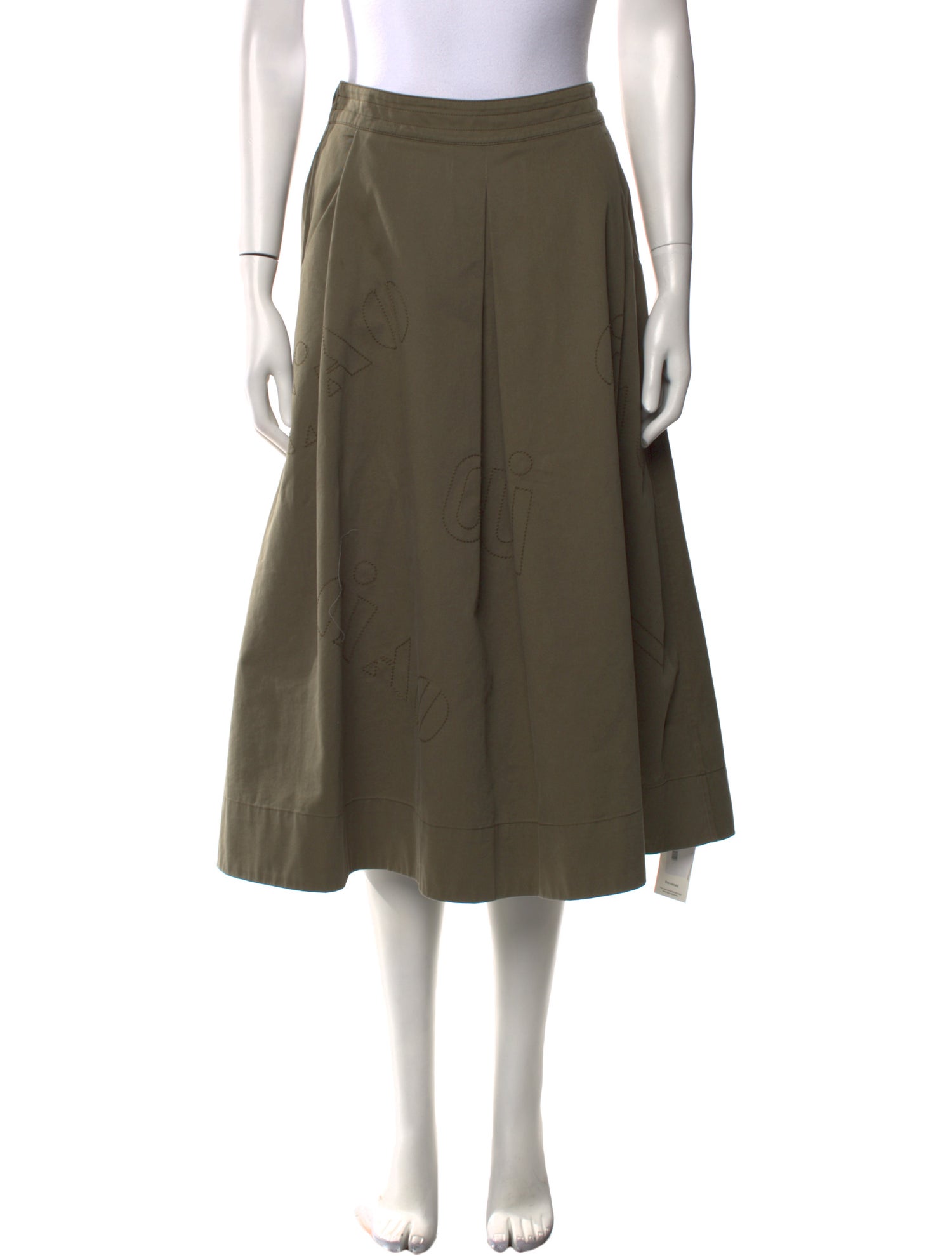 Clare V. Embroidered Accent Midi Length Skirt