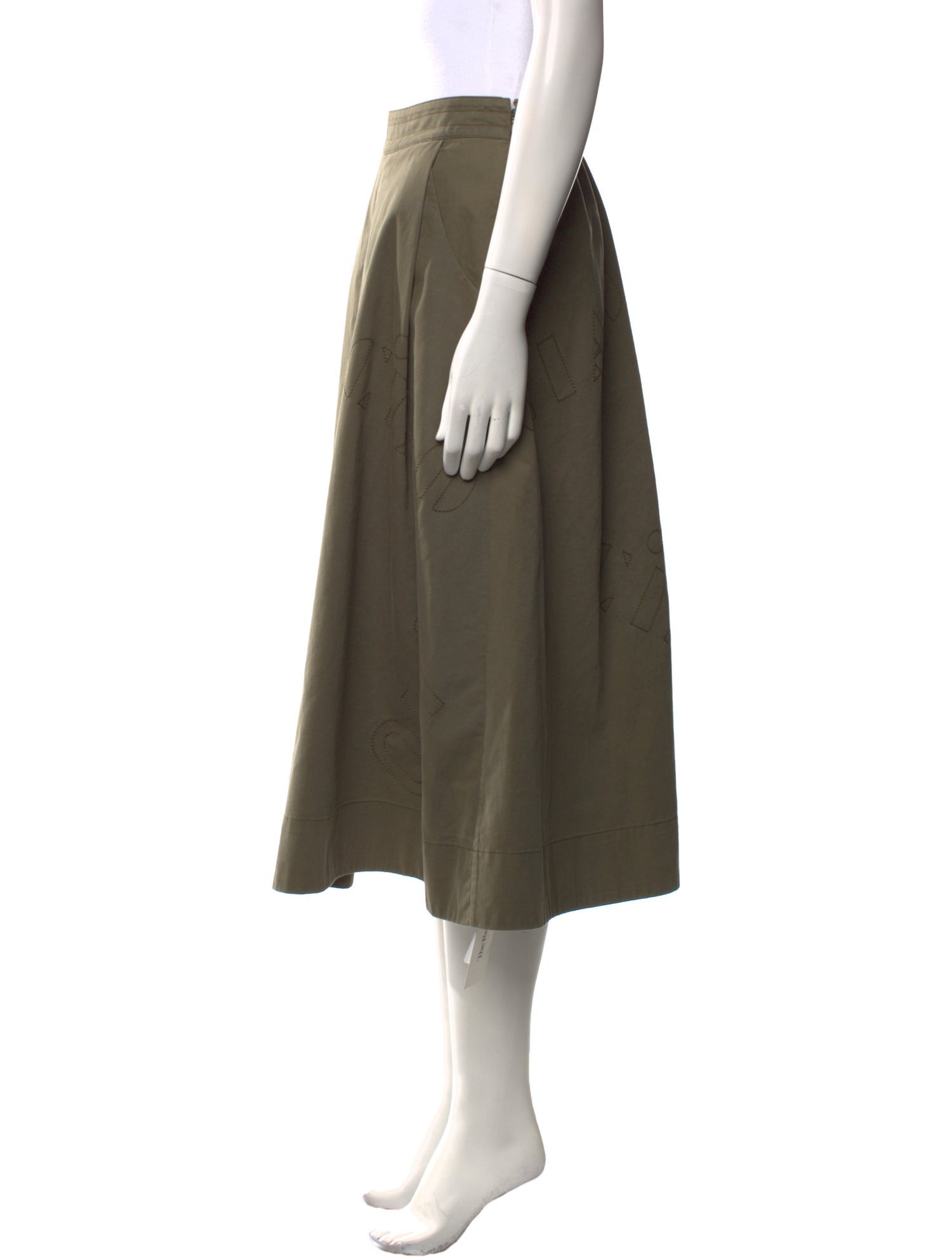 Clare V. Embroidered Accent Midi Length Skirt