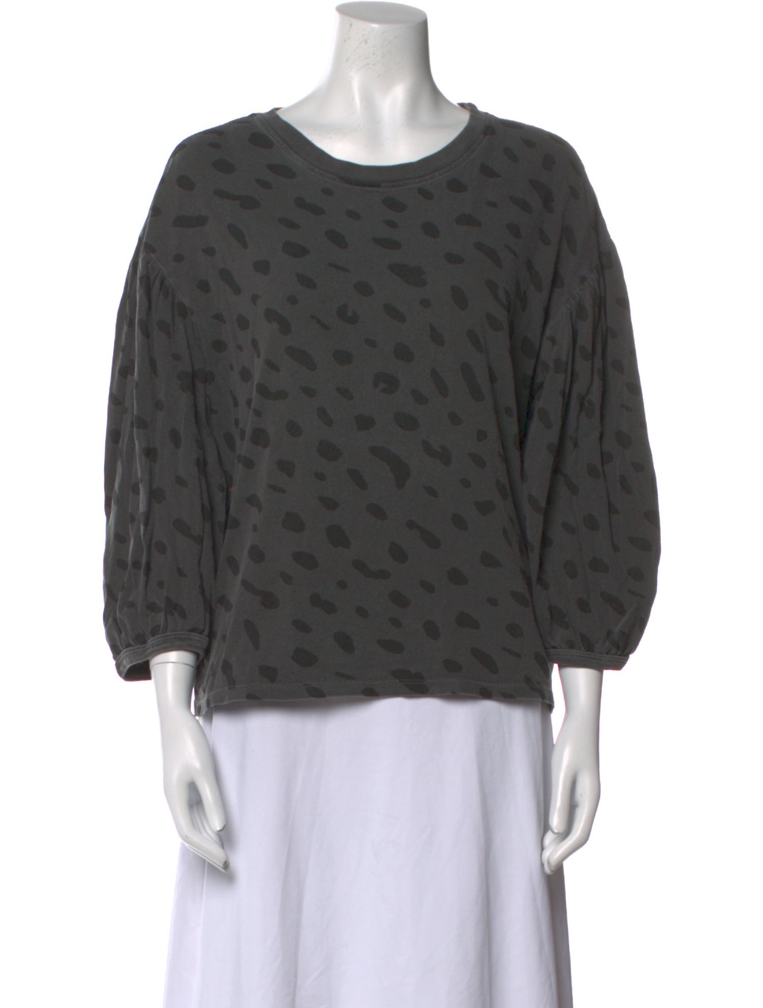 Clare V. Printed Bateau Neckline Sweatshirt