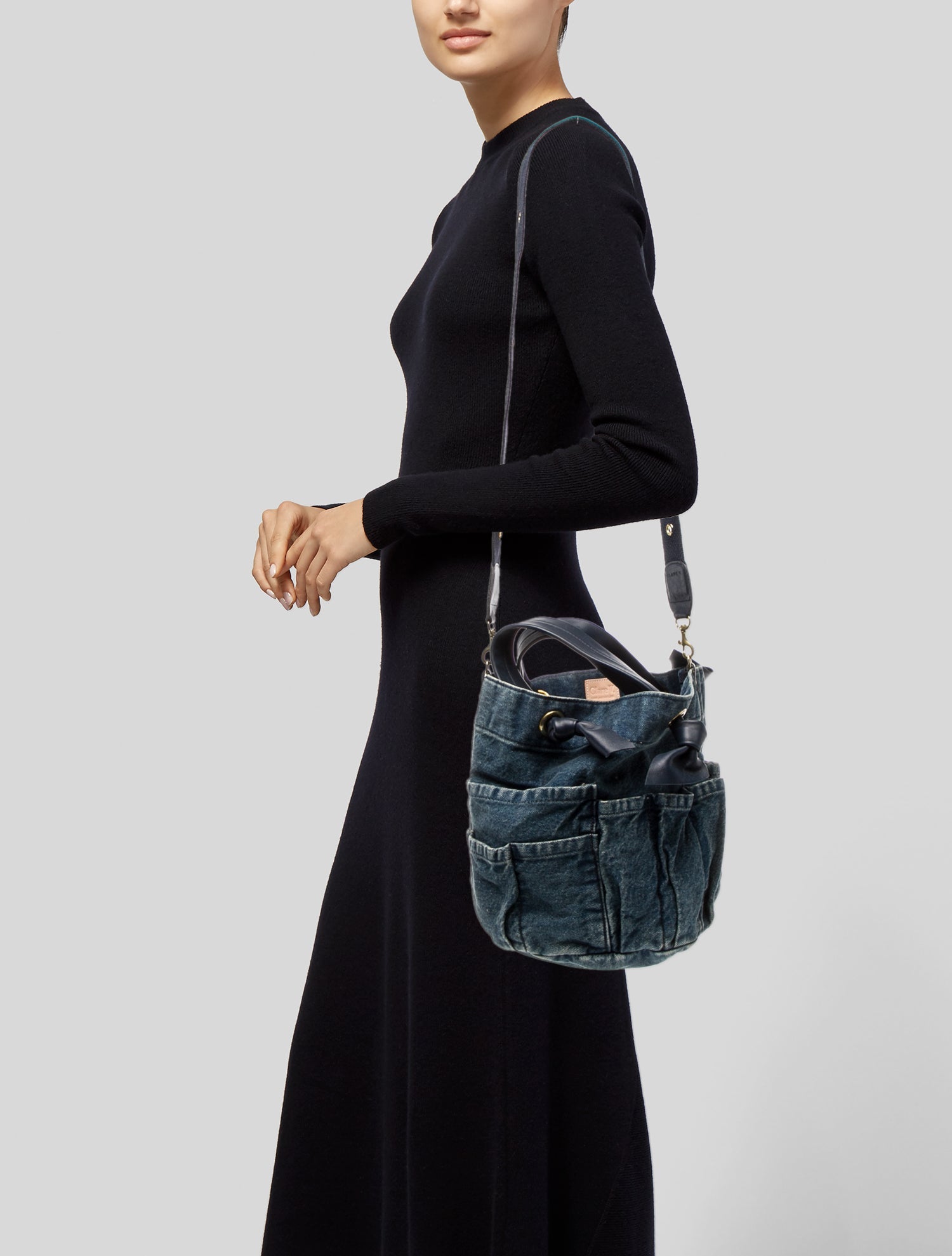 Clare V. Denim Top Handle Bag