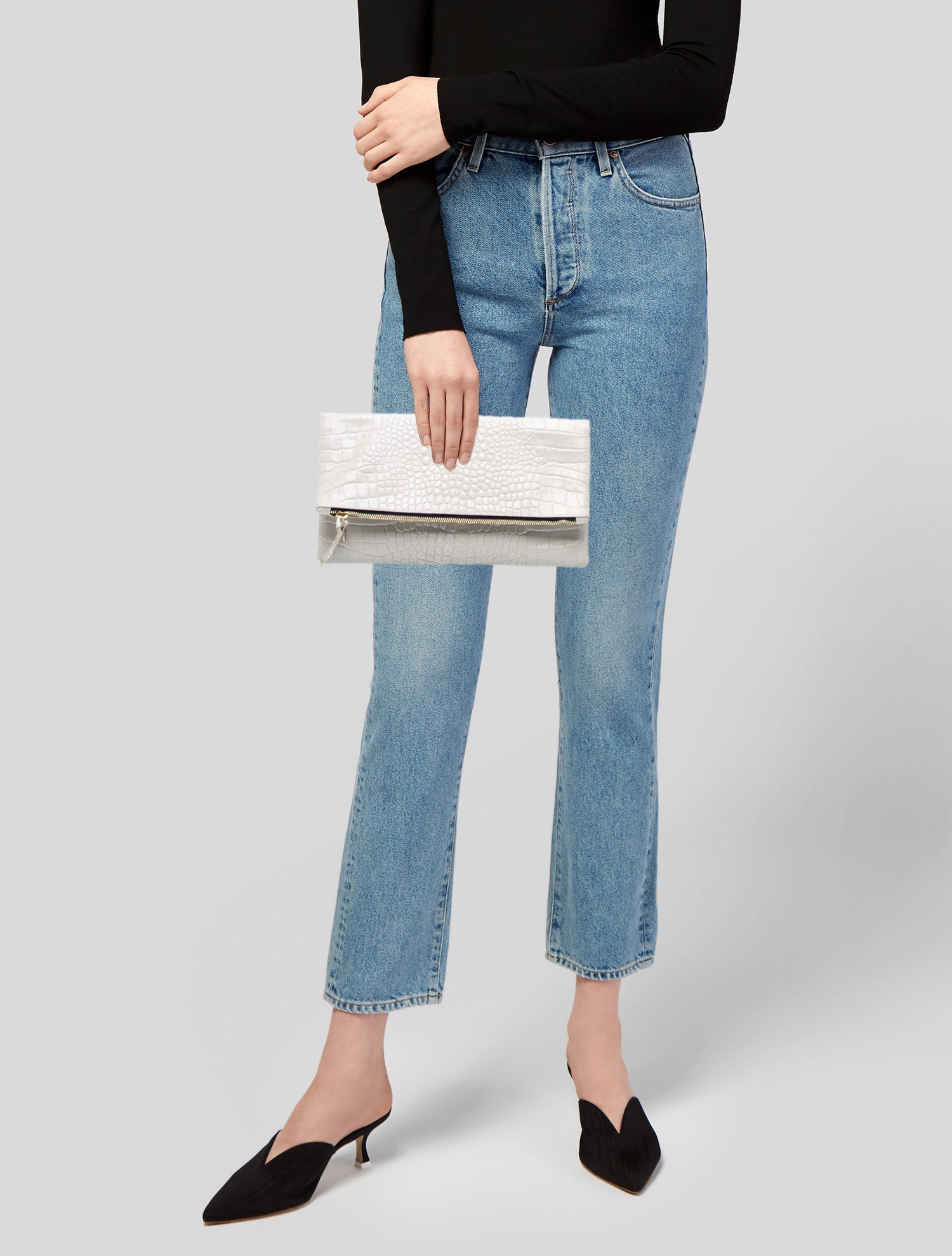 Clare V. Embossed Leather Clutch