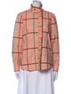 Clare V. Plaid Print Mock Neck Button-Up Top