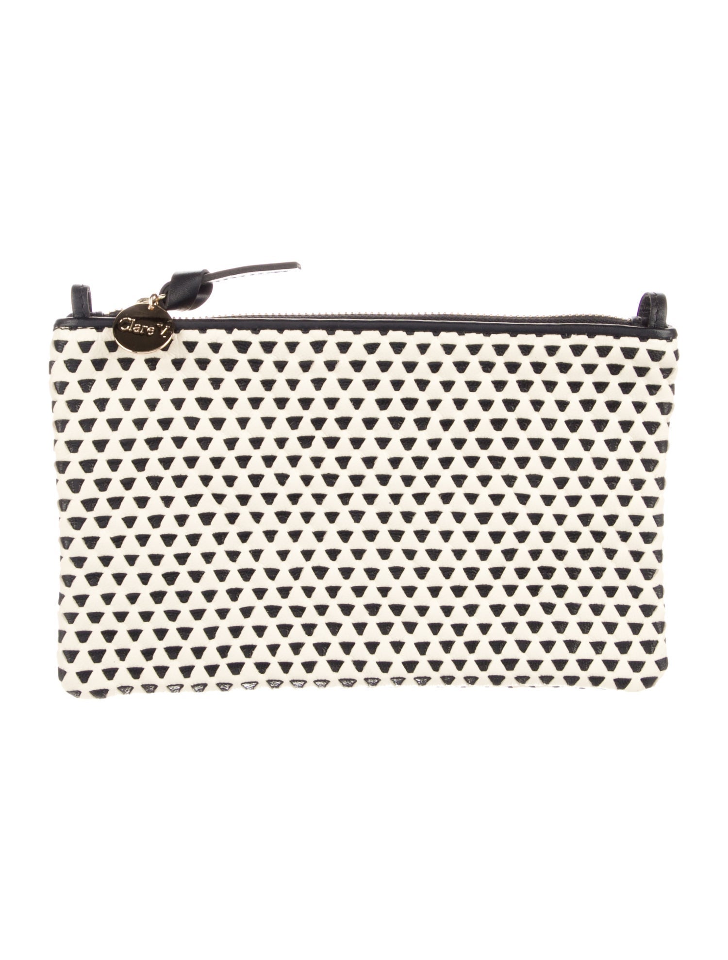 Clare V. Neutral Leather Pattern Print Cosmetic Bag