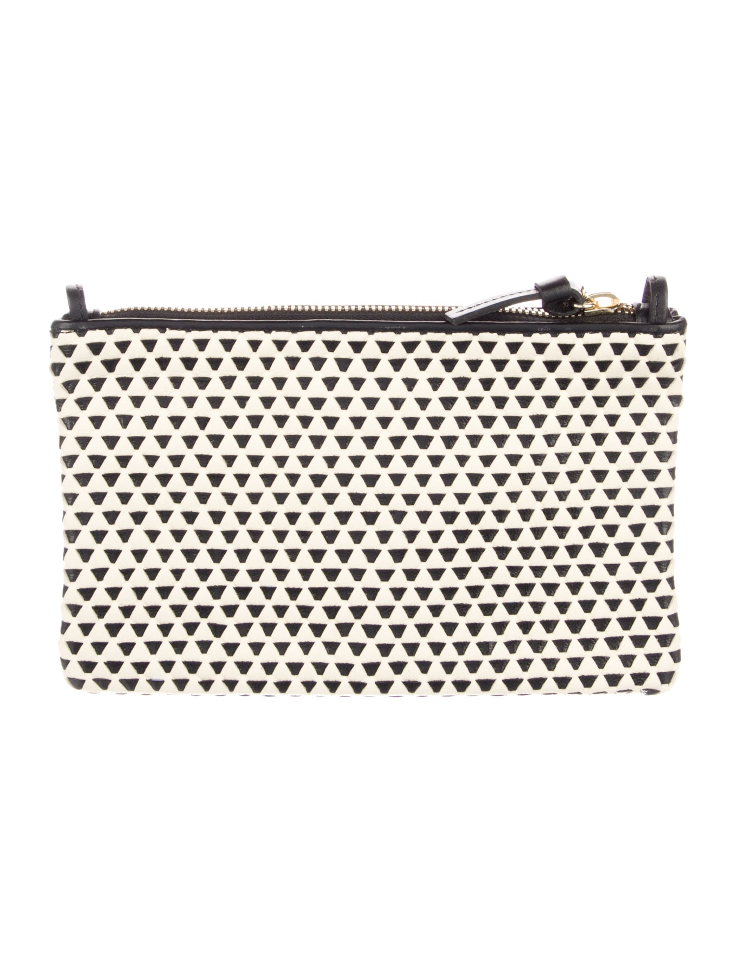 Clare V. Neutral Leather Pattern Print Cosmetic Bag