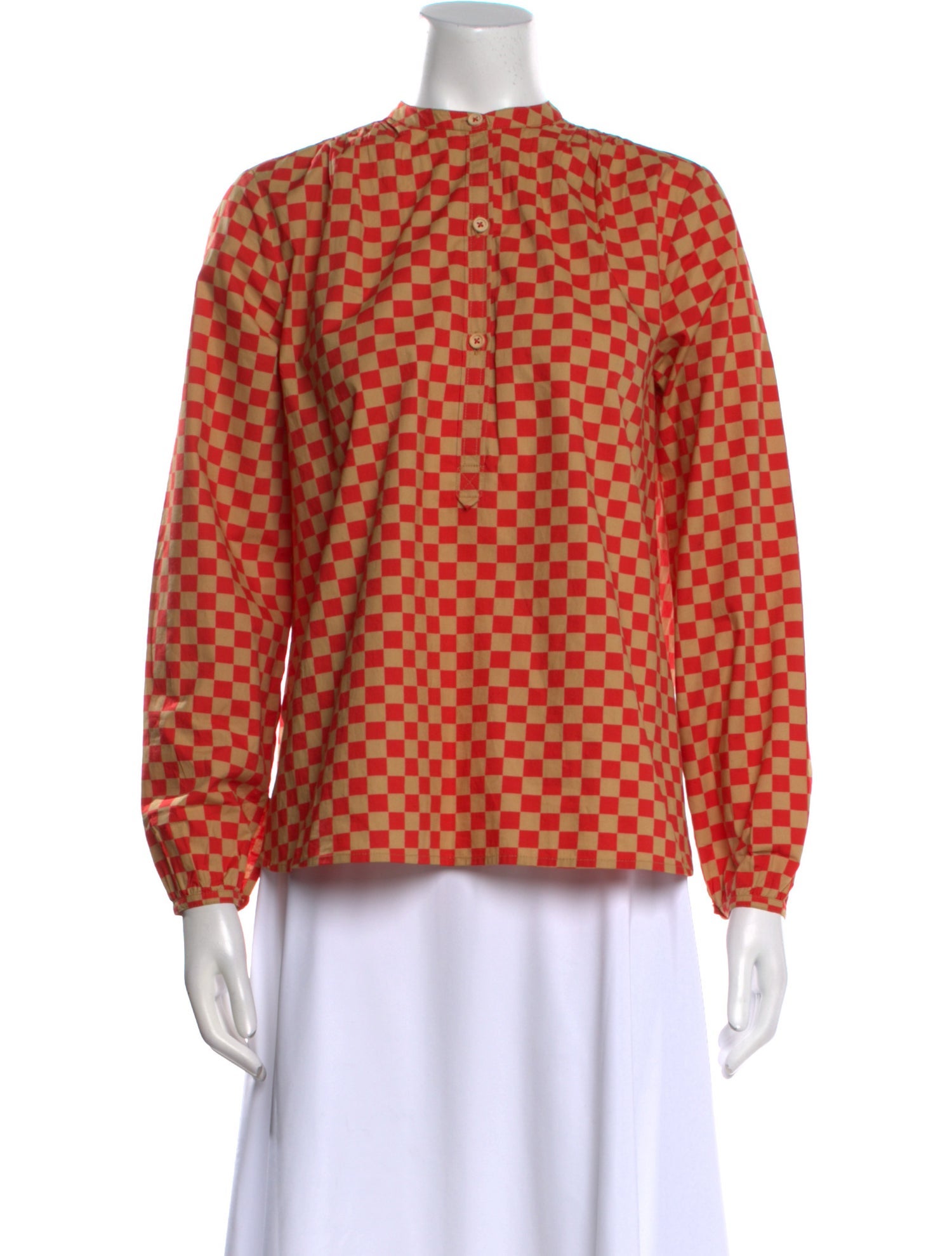 Clare V. Printed Mock Neck Blouse