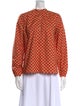 Clare V. Printed Mock Neck Blouse