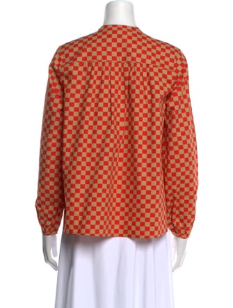 Clare V. Printed Mock Neck Blouse