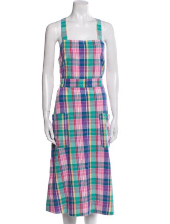 Clare V. Plaid Print Midi Length Dress