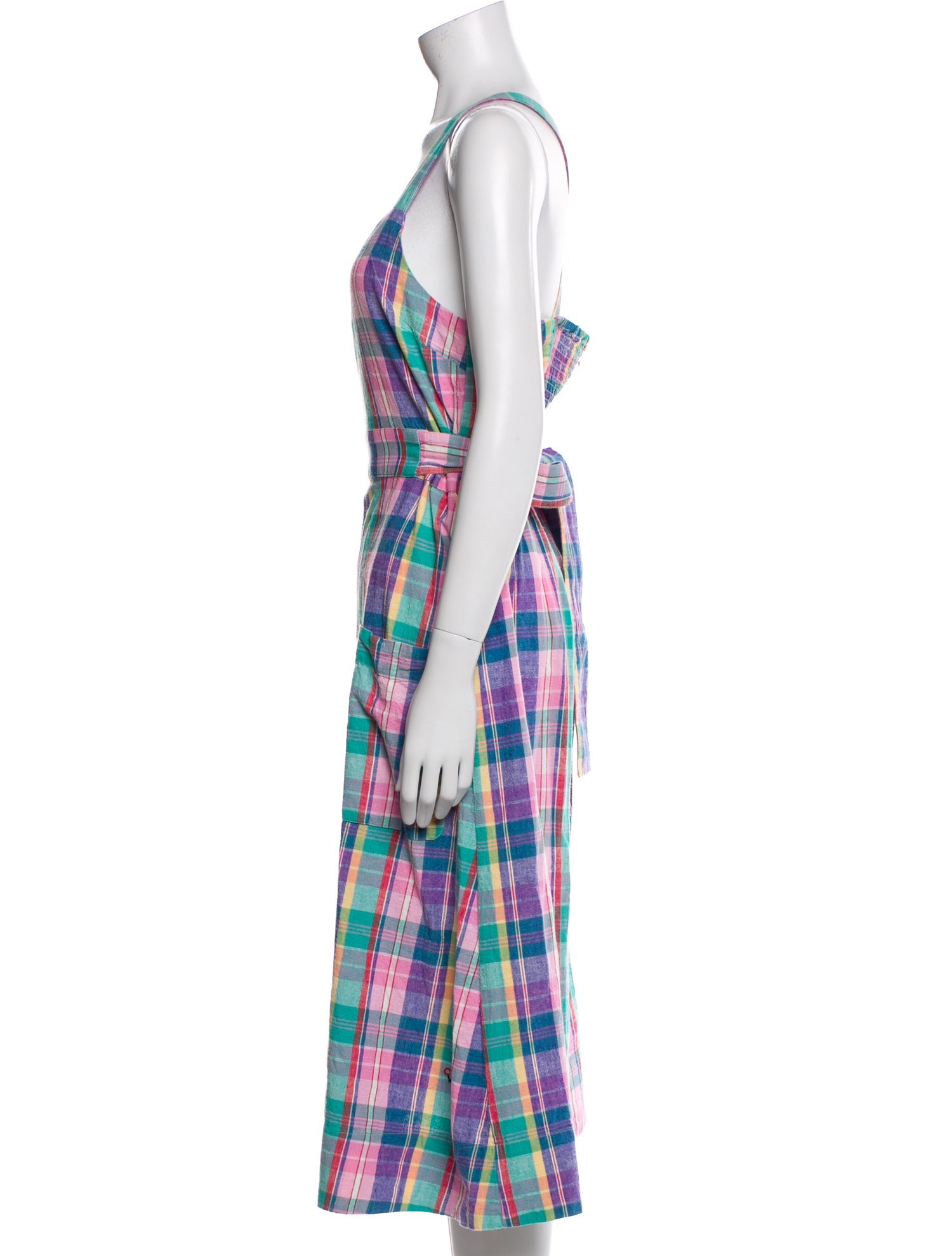 Clare V. Plaid Print Midi Length Dress
