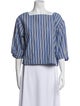 Clare V. Striped Square Neckline Crop Top