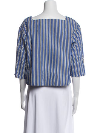 Clare V. Striped Square Neckline Crop Top
