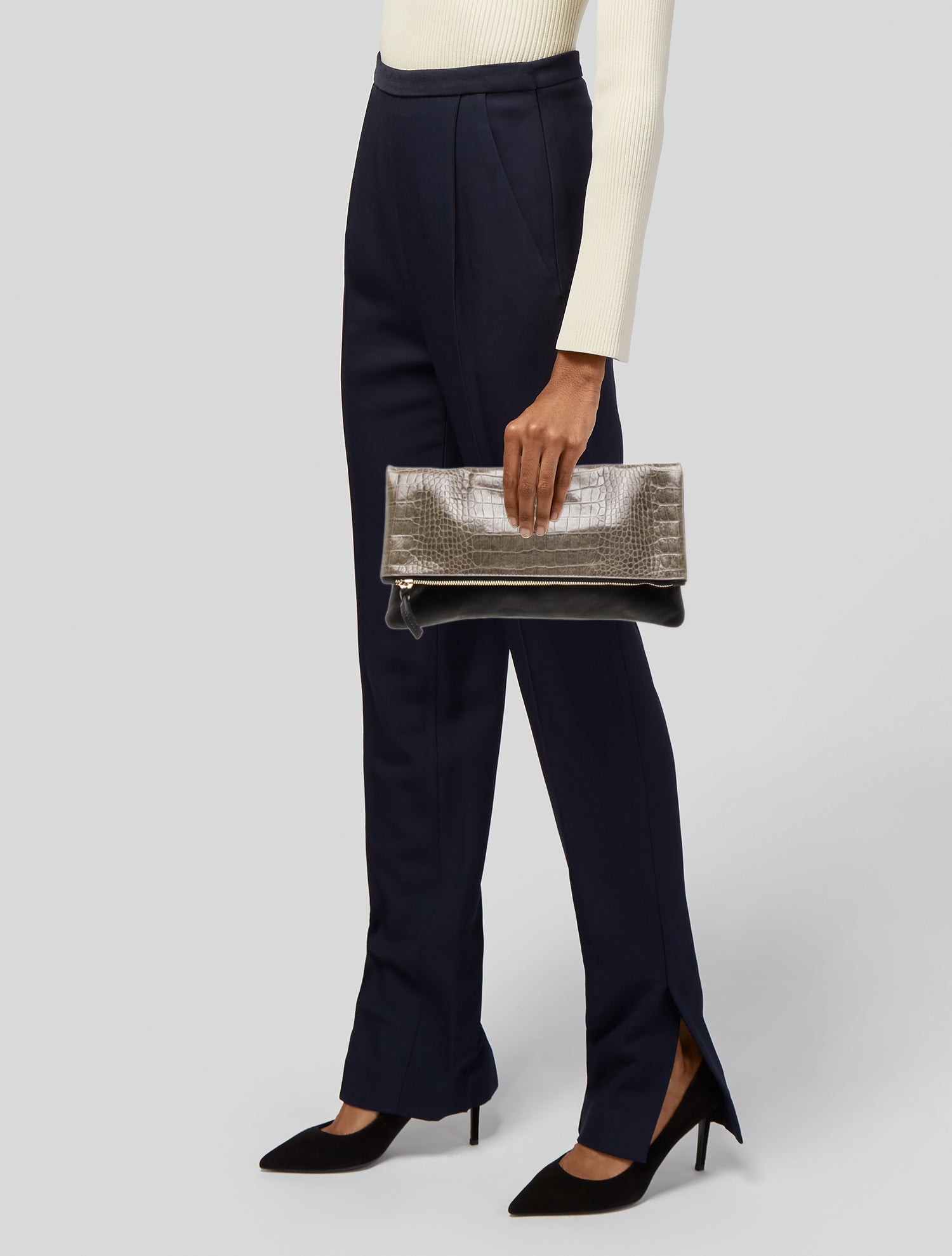 Clare V. Embossed Leather Clutch