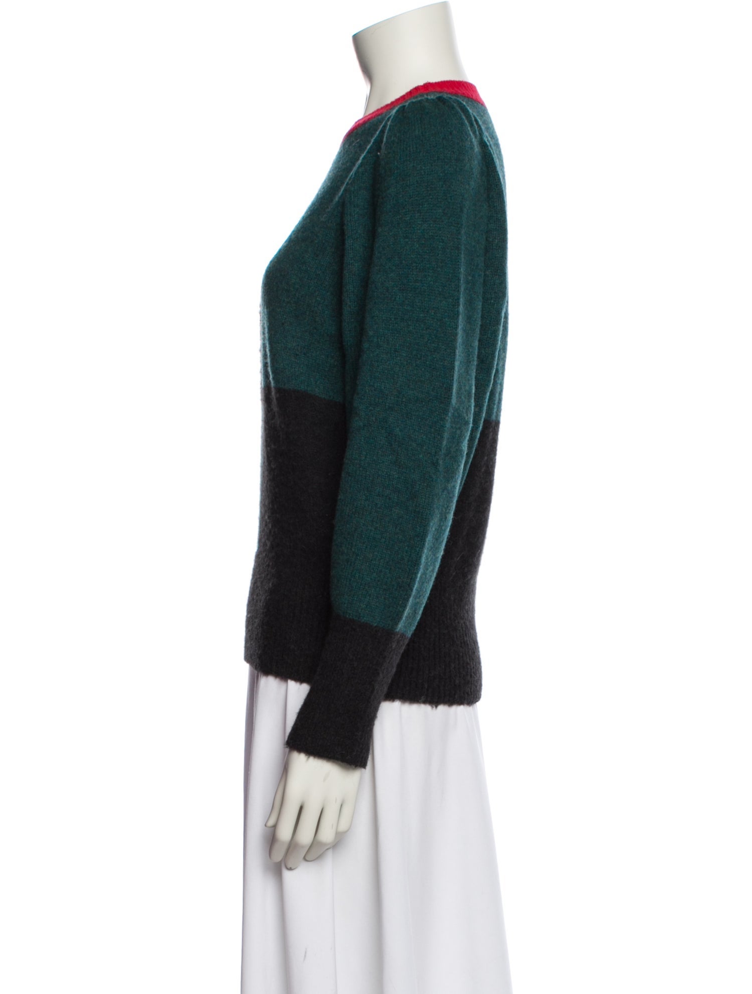 Clare V. Wool Colorblock Pattern Sweater