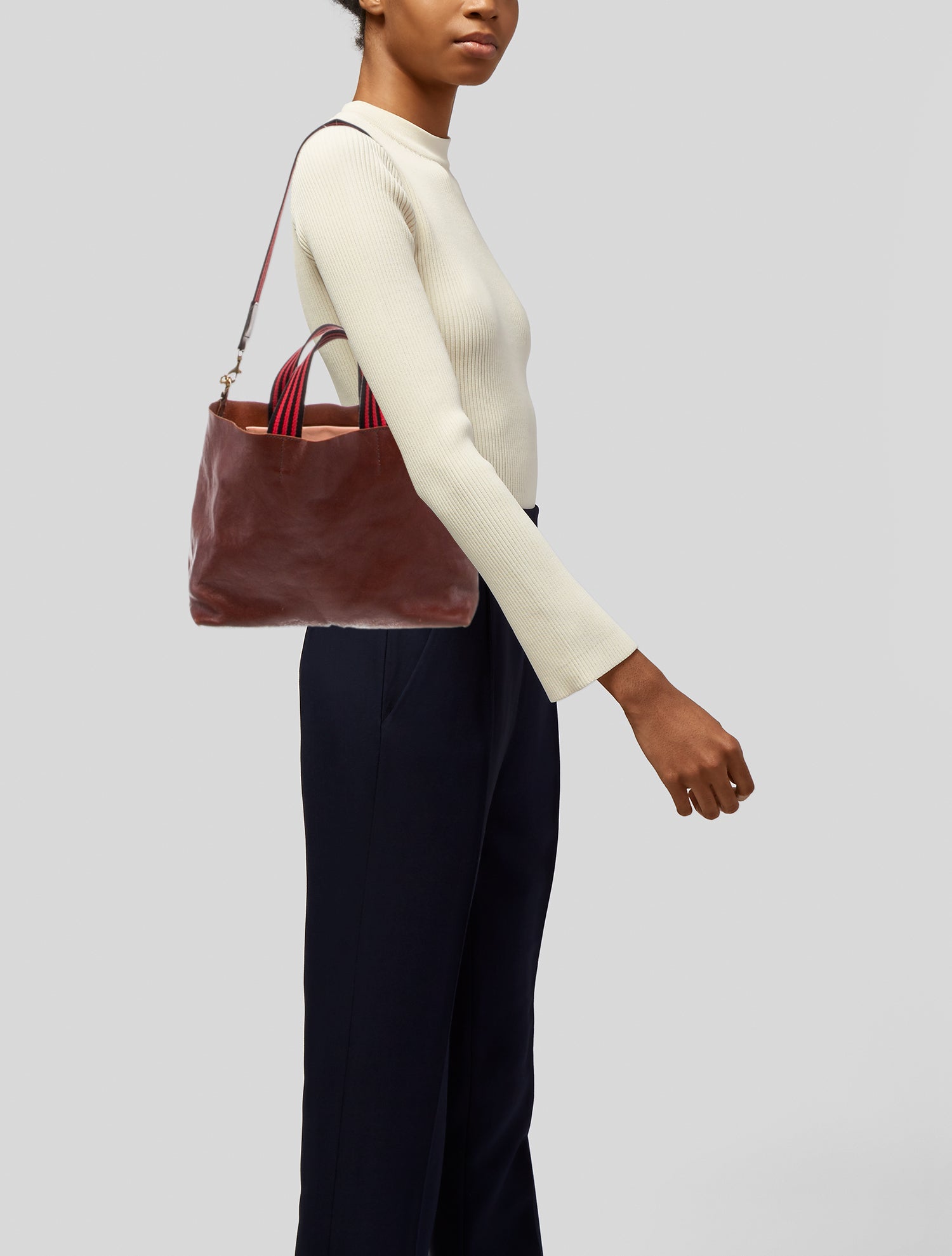 Clare V. Leather Top Handle Bag