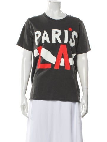 Pre-owned Clare V Graphic Print Crew Neck T-shirt W/ Tags In Gray