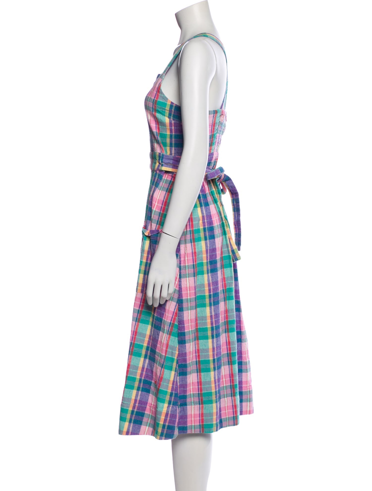 Clare V. Plaid Print Midi Length Dress