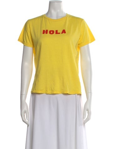 Pre-owned Clare V Graphic Print Crew Neck T-shirt In Yellow