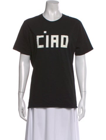 Pre-owned Clare V Graphic Print Crew Neck T-shirt In Black