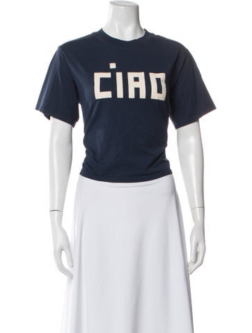 Pre-owned Clare V Graphic Print Crew Neck T-shirt In Blue
