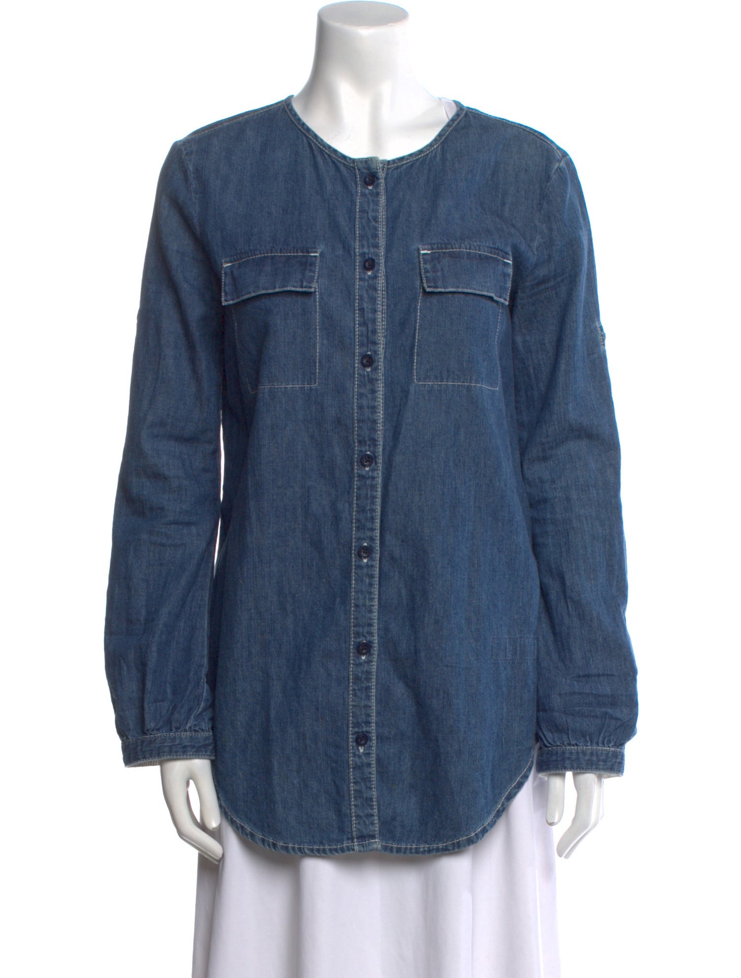 Adidas Crew Neck Long Sleeve Button-Up Top