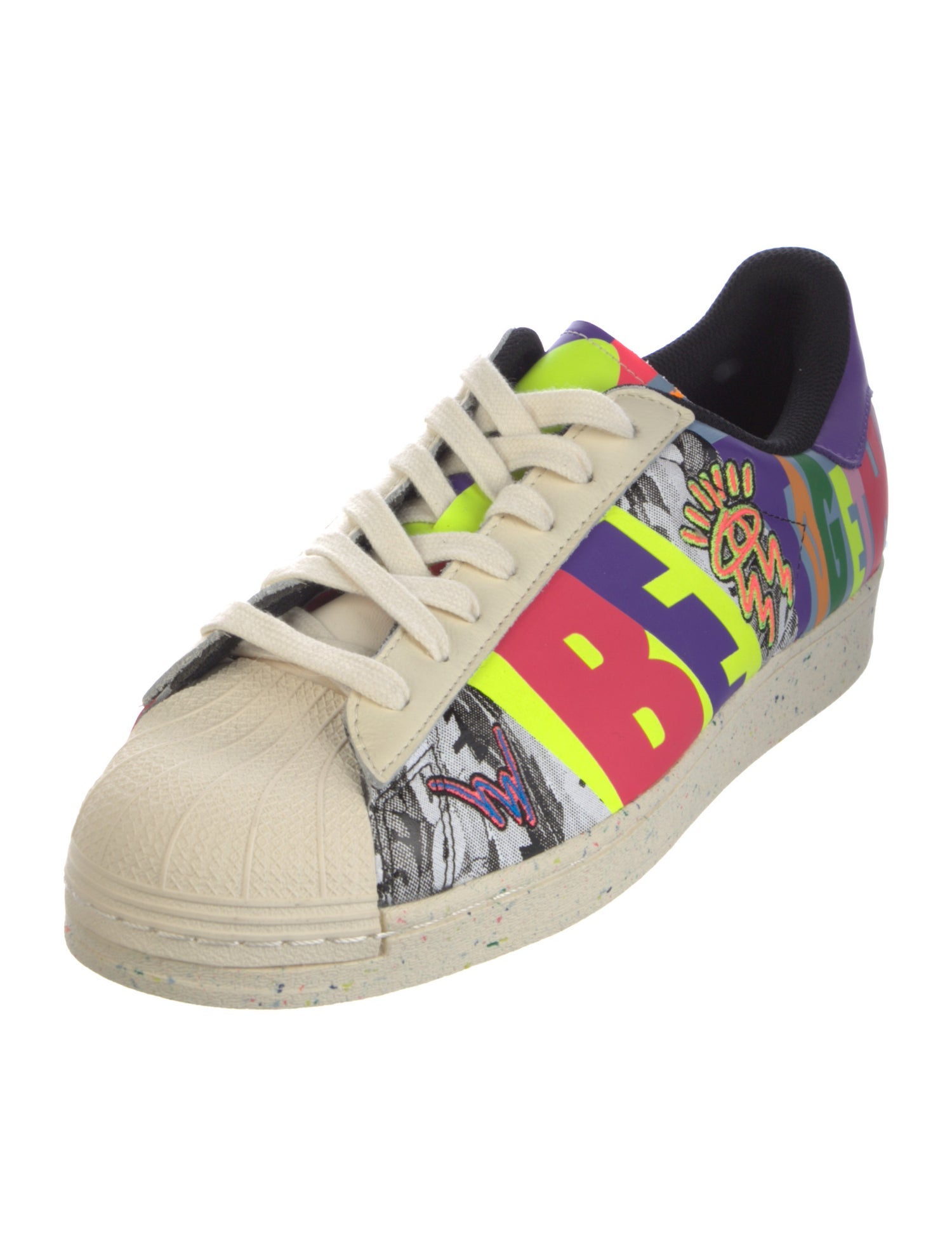 Adidas Leather Colorblock Pattern Athletic Sneakers