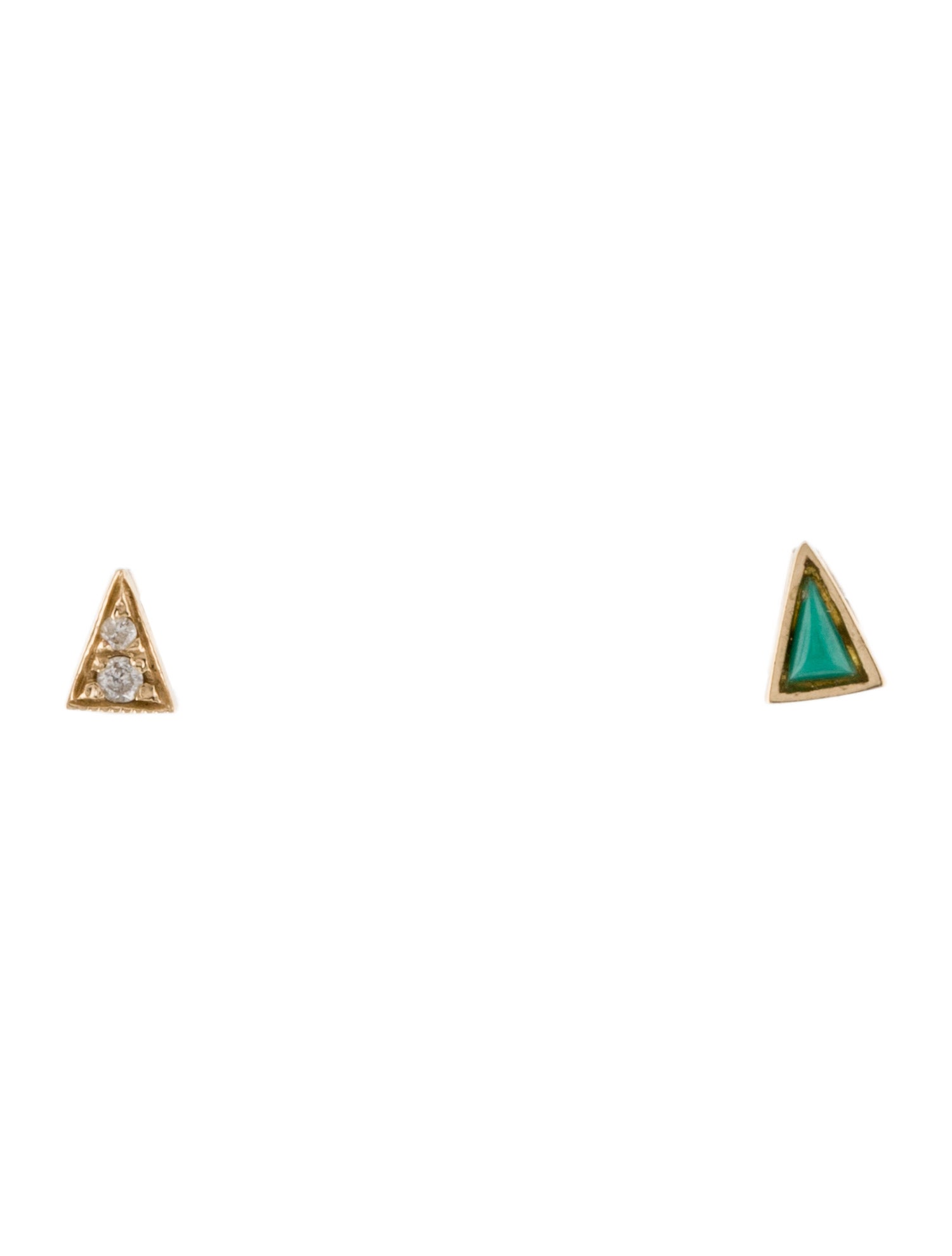 Mociun 14K Turquoise & Diamond Triangle Stud Earrings