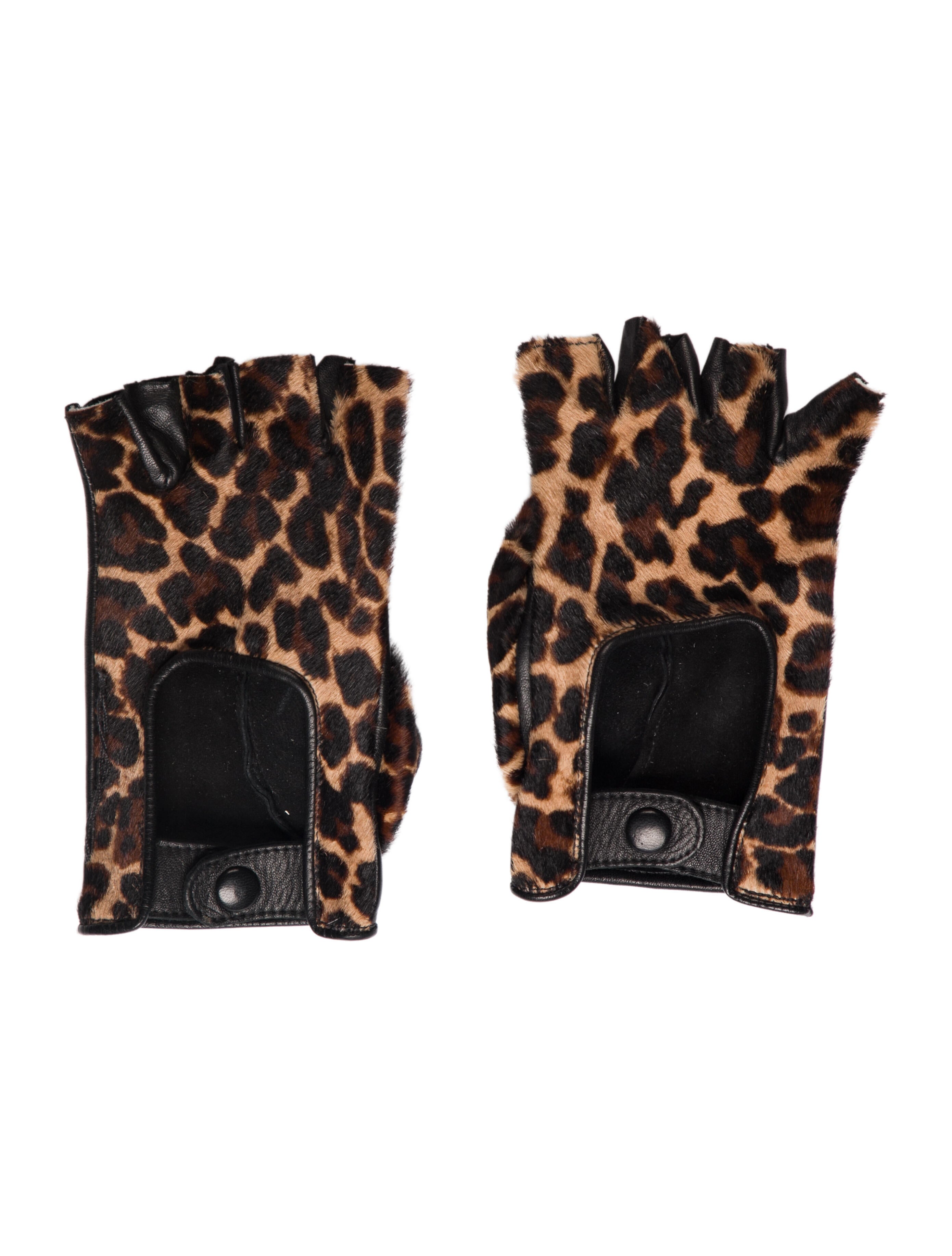 Agnelle Animal Print Pony Hair Winter Gloves