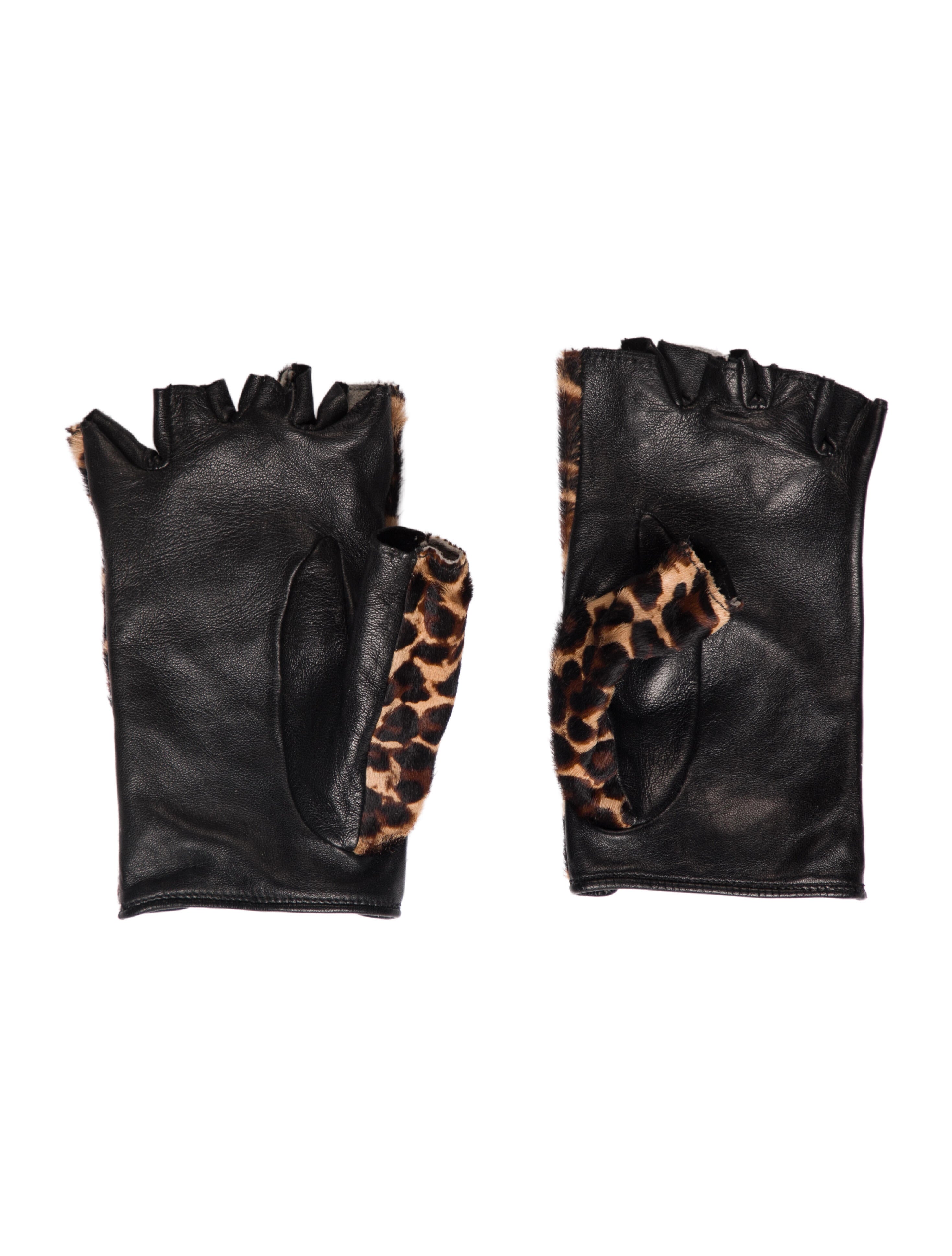 Agnelle Animal Print Pony Hair Winter Gloves