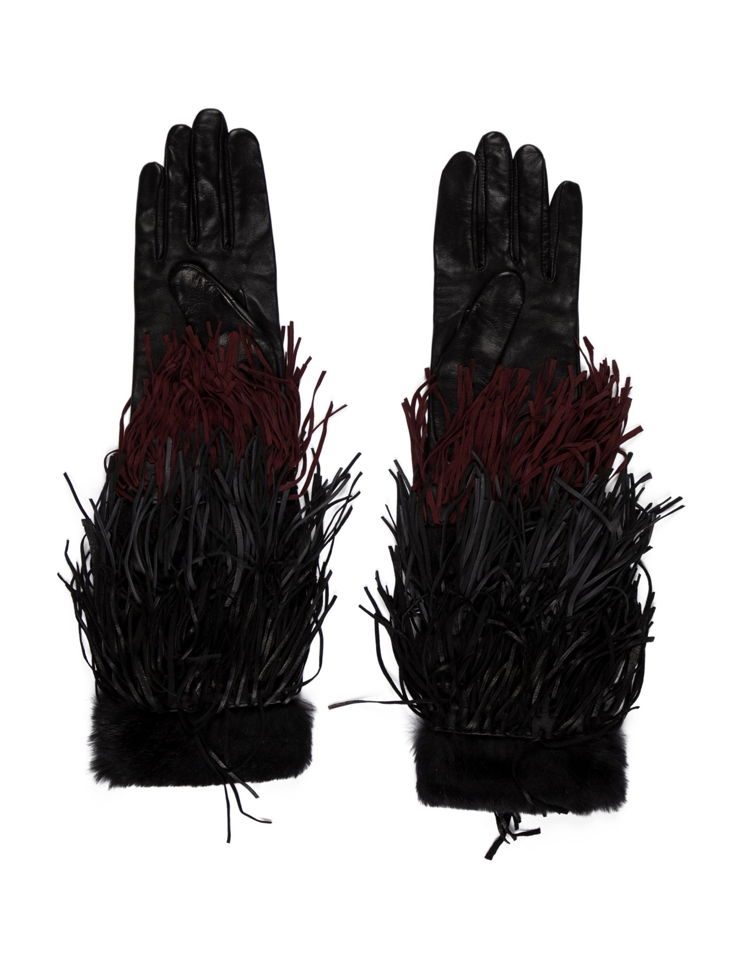Agnelle Fringe Leather Gloves