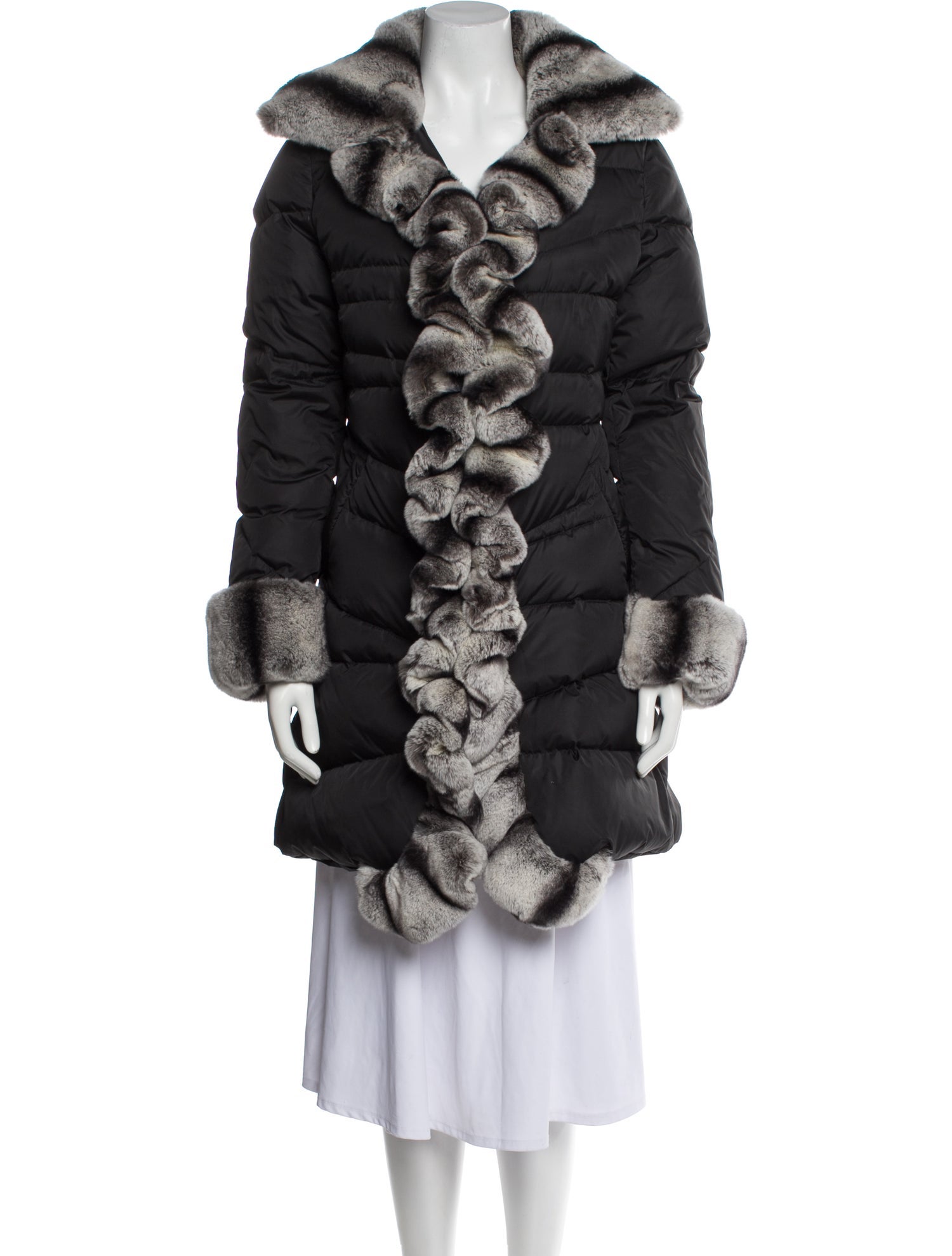 Flavio Castellani Colorblock Pattern Faux Fur Coat