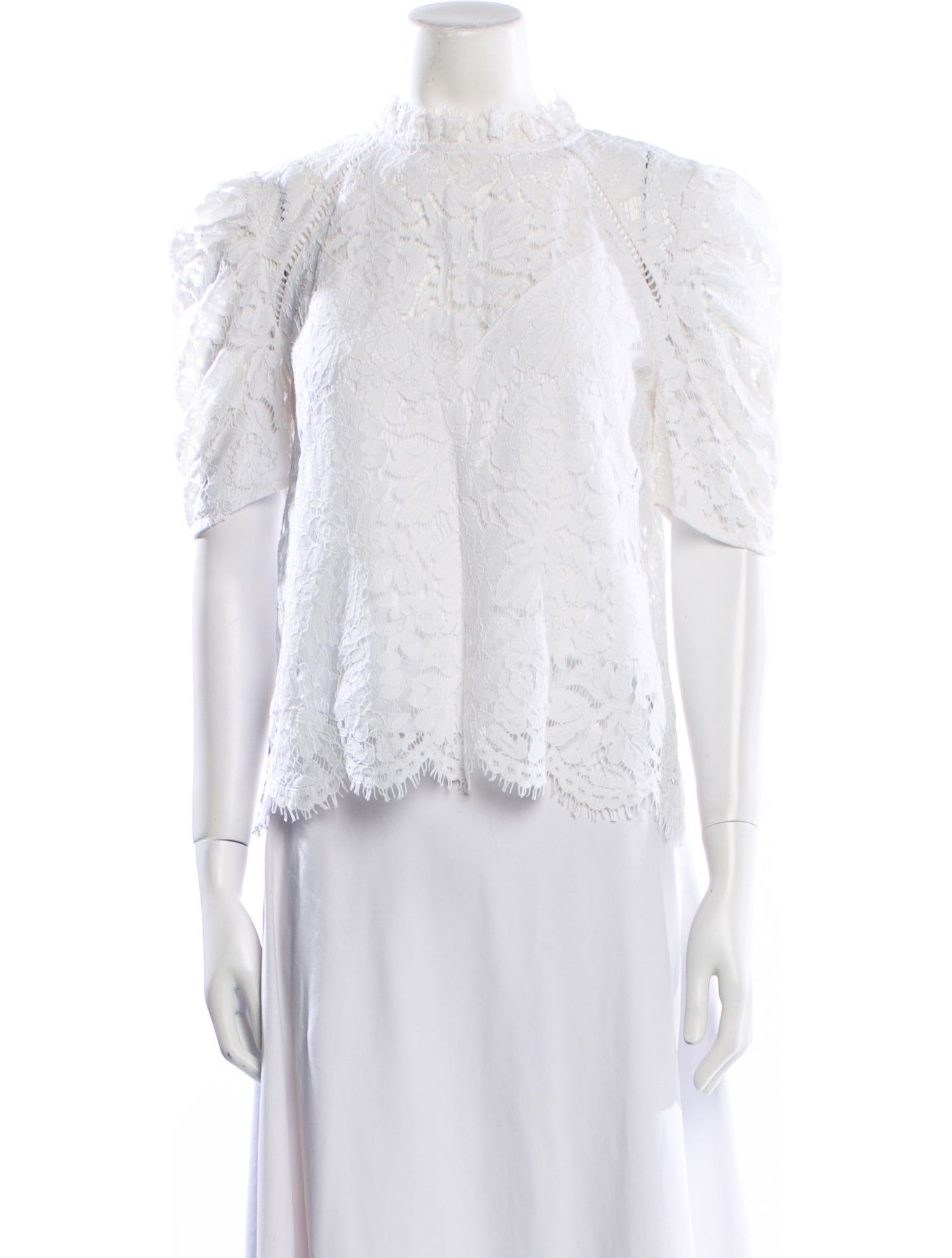 Generation Love Lace Pattern Mock Neck Blouse