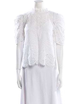 Generation Love Lace Pattern Mock Neck Blouse