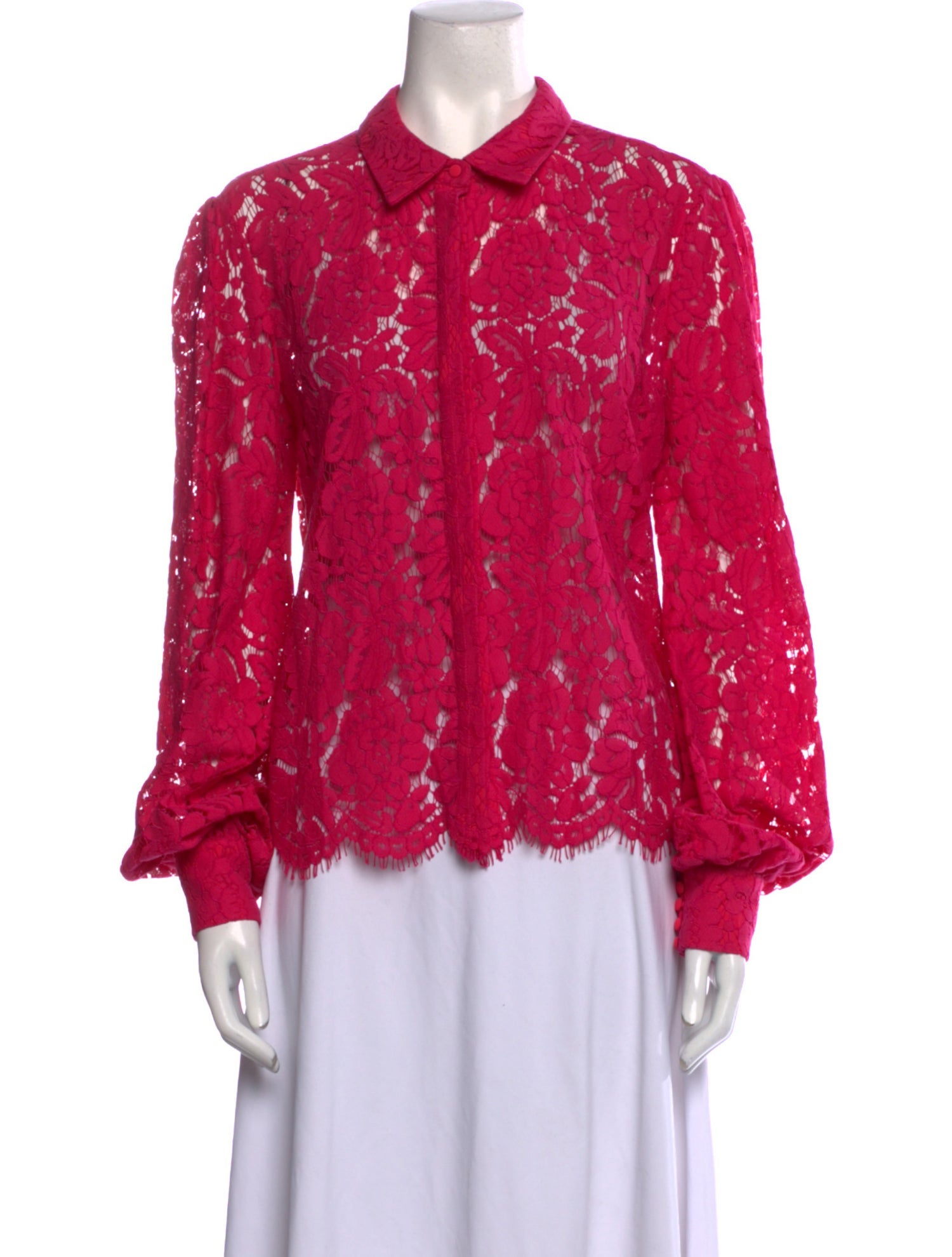 Generation Love Lace Pattern Long Sleeve Button-Up Top