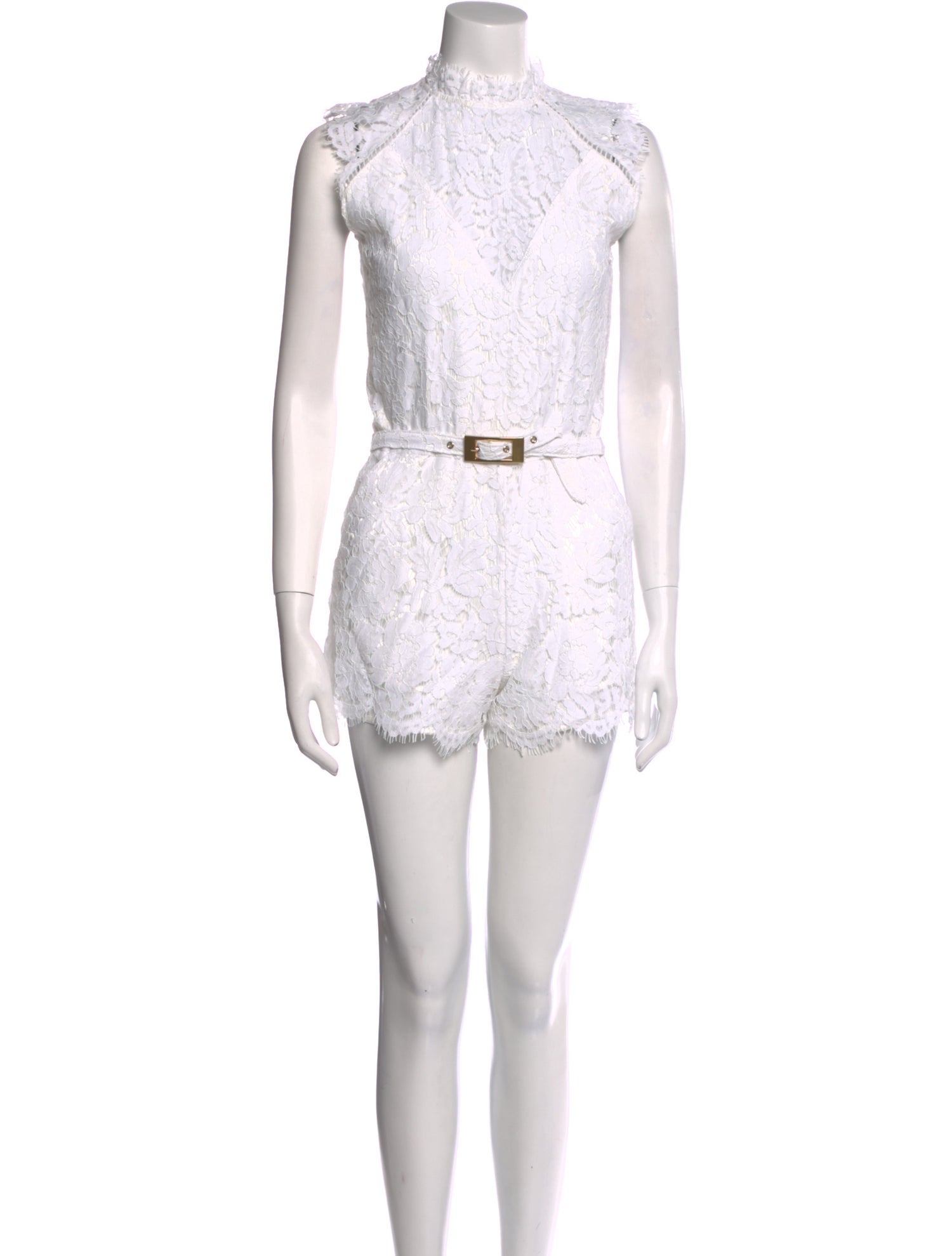 Generation Love Lace Pattern Mock Neck Romper