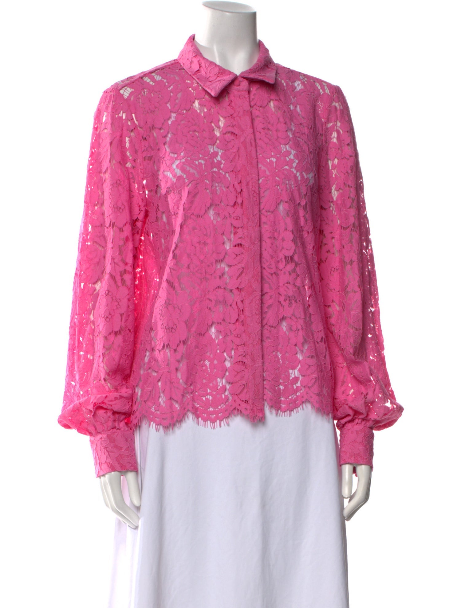 Generation Love Lace Pattern Long Sleeve Button-Up Top