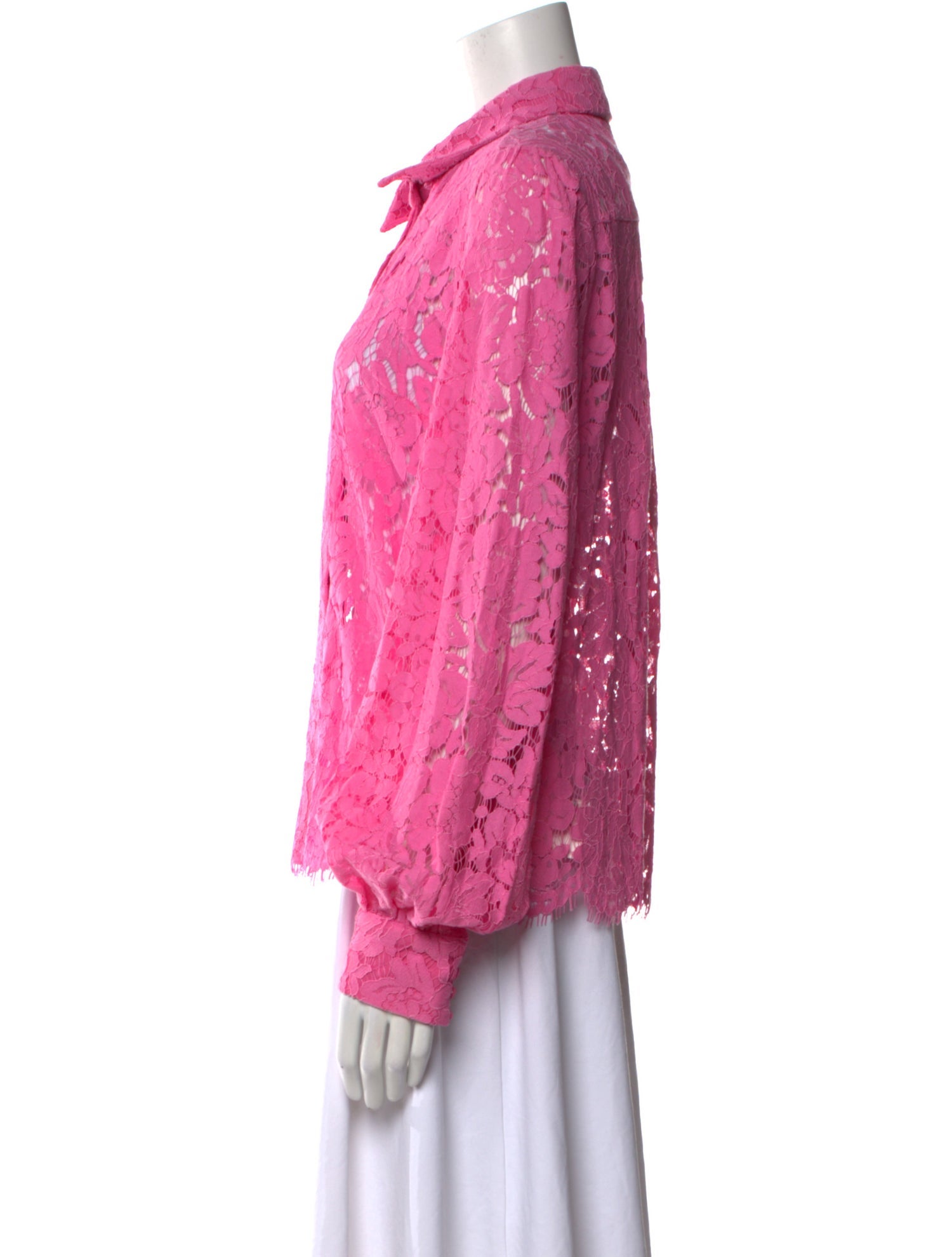 Generation Love Lace Pattern Long Sleeve Button-Up Top