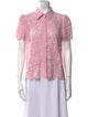 Generation Love Lace Pattern Short Sleeve Button-Up Top