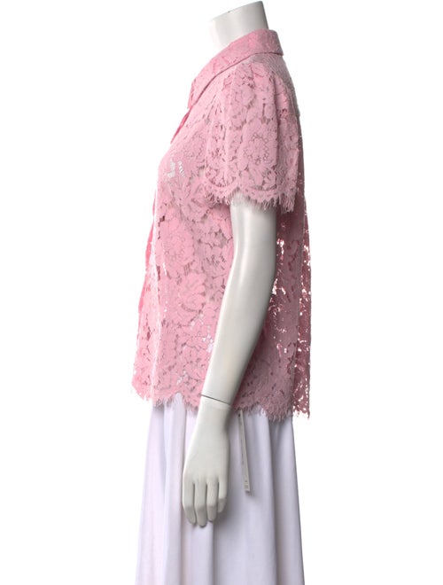 Generation Love Lace Pattern Short Sleeve Button-Up Top