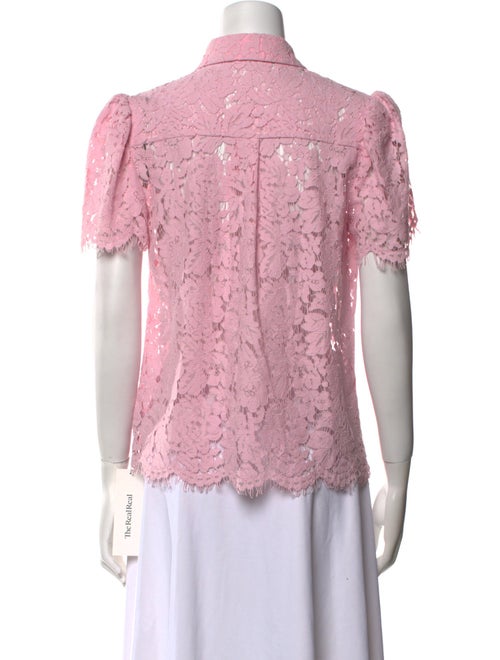Generation Love Lace Pattern Short Sleeve Button-Up Top