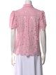 Generation Love Lace Pattern Short Sleeve Button-Up Top
