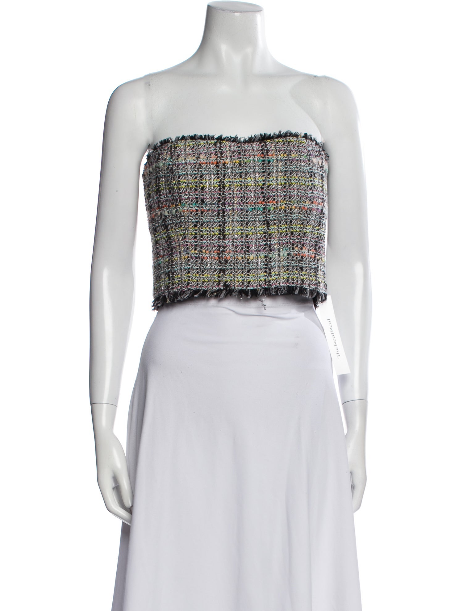 Generation Love Tweed Pattern Strapless Crop Top