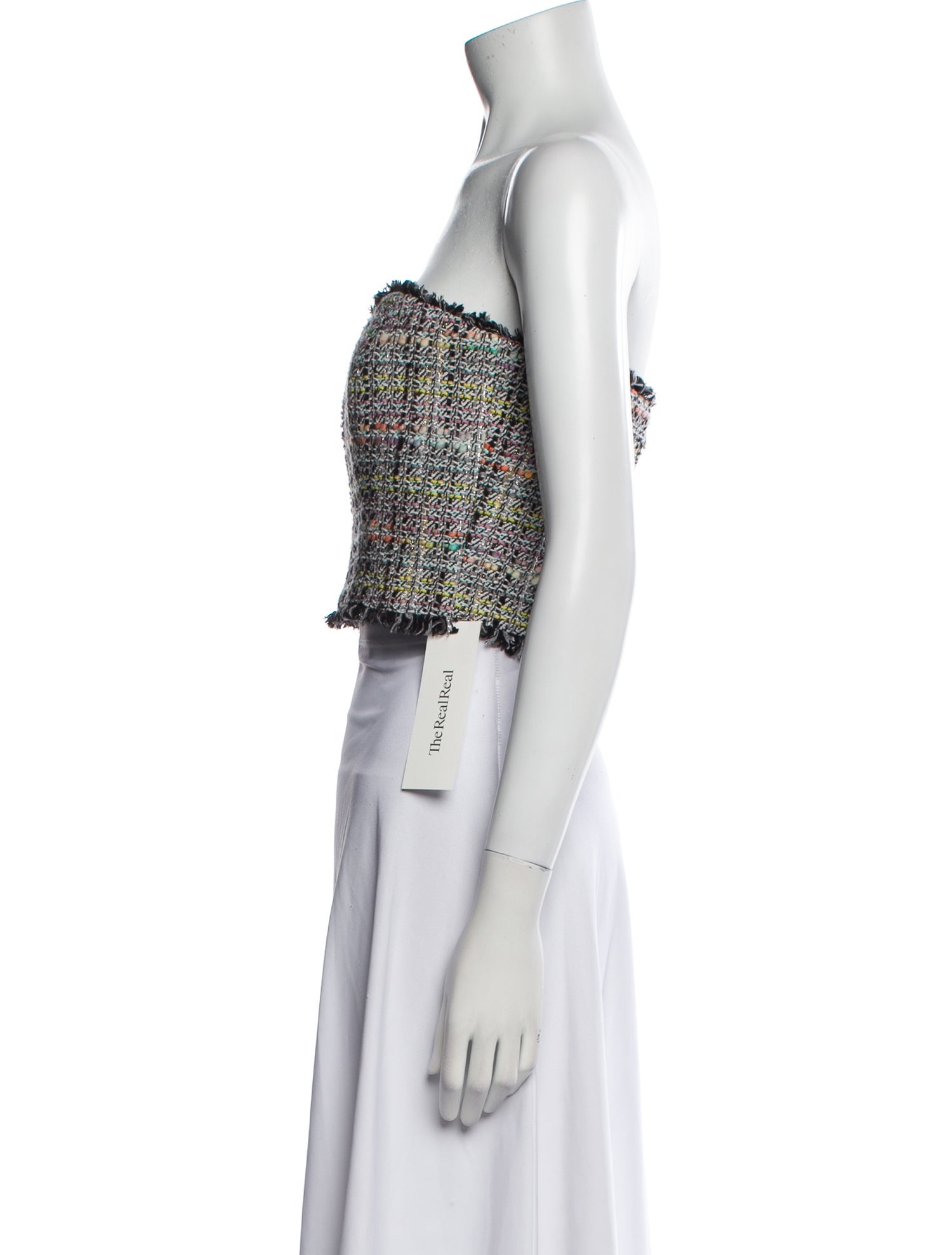 Generation Love Tweed Pattern Strapless Crop Top