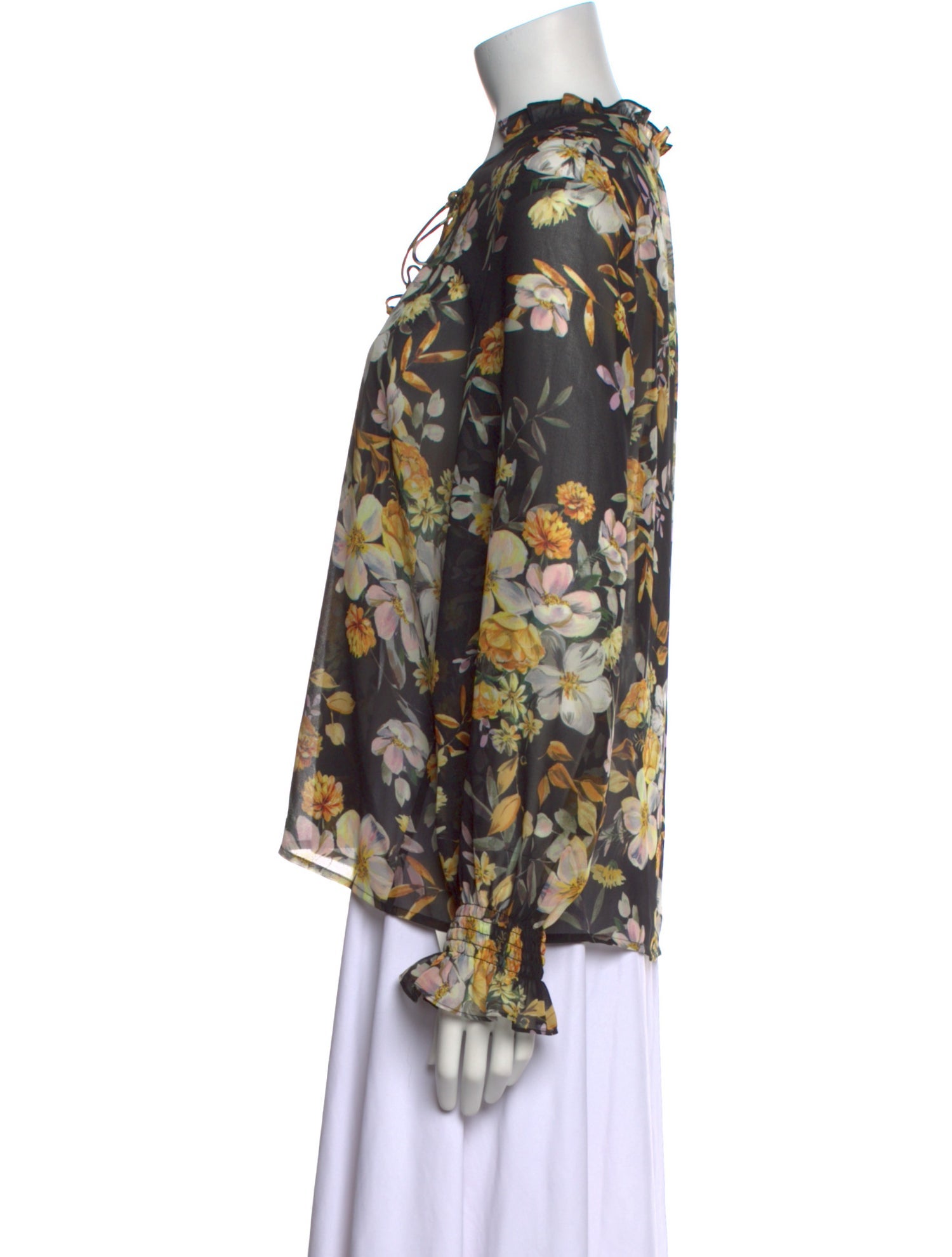 Generation Love Floral Print Tie Neck Blouse