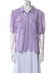 Generation Love Lace Pattern Short Sleeve Button-Up Top