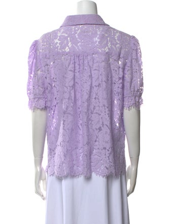 Generation Love Lace Pattern Short Sleeve Button-Up Top