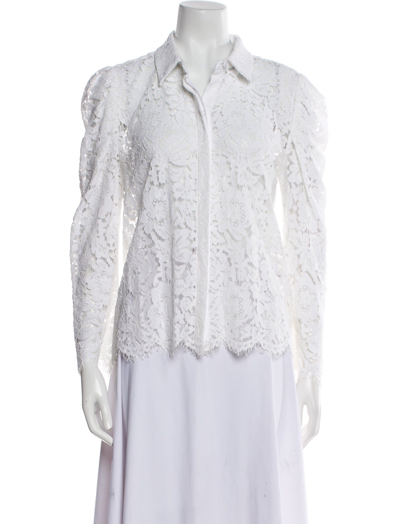 Generation Love Lace Pattern Long Sleeve Button-Up Top