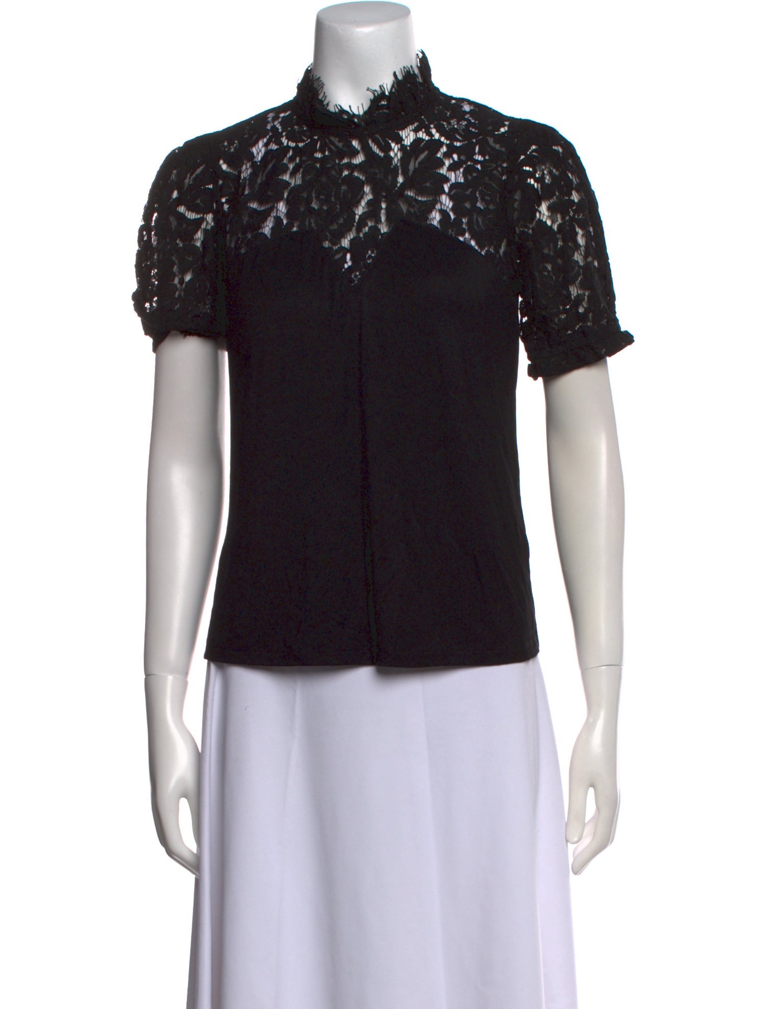 Generation Love Lace Pattern Mock Neck Top