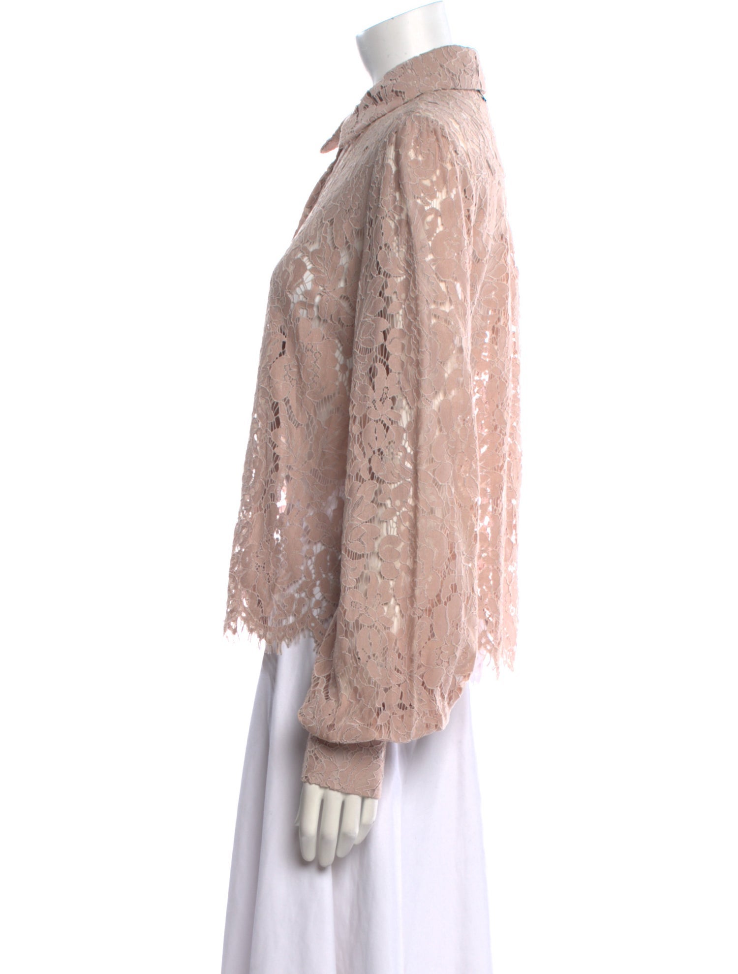 Generation Love Lace Pattern Long Sleeve Button-Up Top