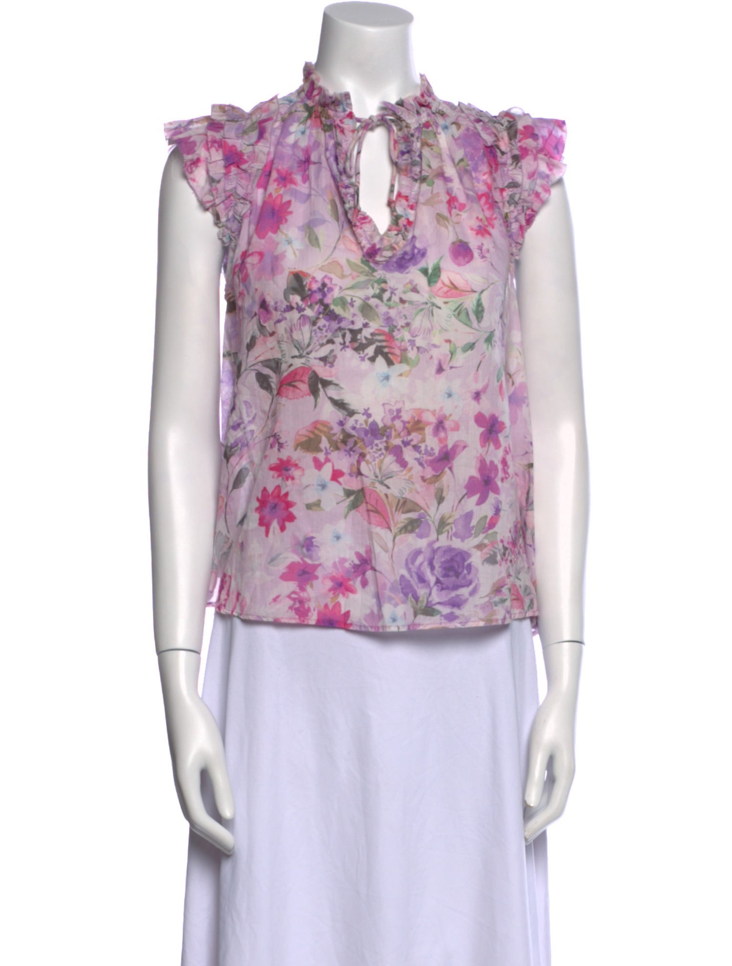 Generation Love Floral Print Tie Neck Blouse