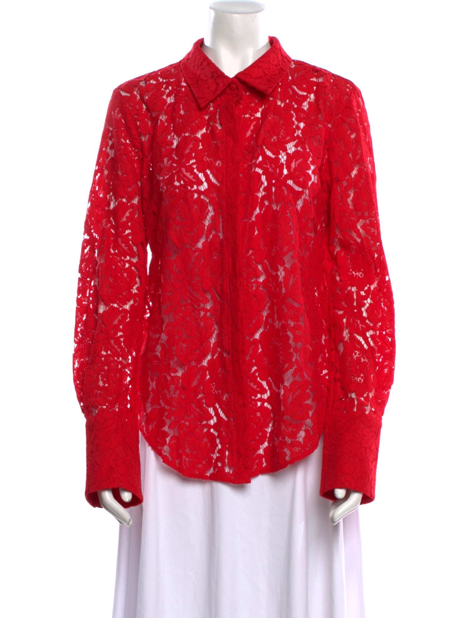 Generation Love Lace Pattern Long Sleeve Button-Up Top